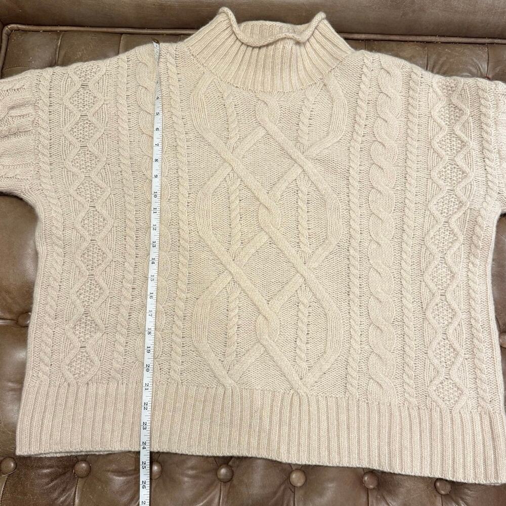 Size 1x Cream Women's L.L. Bean 1912 Heritage Wool Blend Mockneck Sweater - Picture 3 of 6